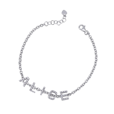 Bracelet with name ALICE in white gold and diamonds