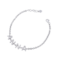Personalized name bracelet ANNA in white gold and diamonds