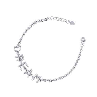 Bracelet with letters DREAM  in white gold and diamonds