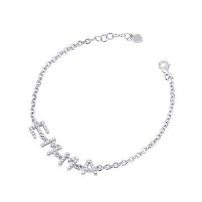 Bracelet with name EMMA in white gold and diamonds