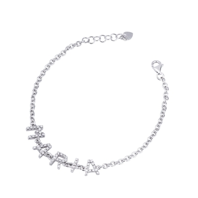 Bracelet with name MARIA in white gold and diamonds