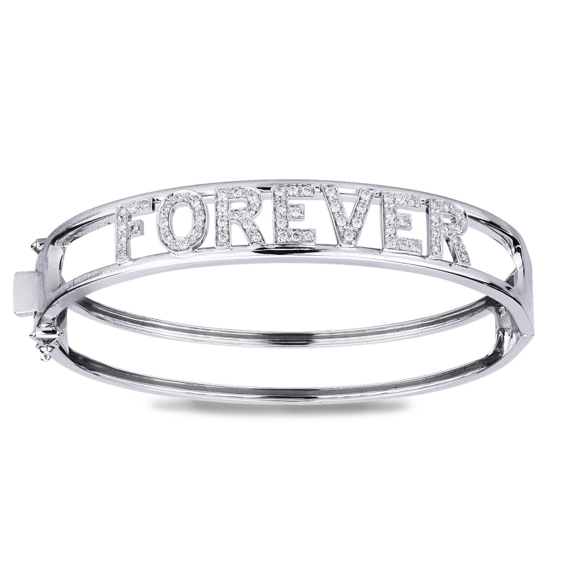 Bracelet with letters FOREVER in white gold and diamonds Bracelet with letters FOREVER in white gold and diamonds
