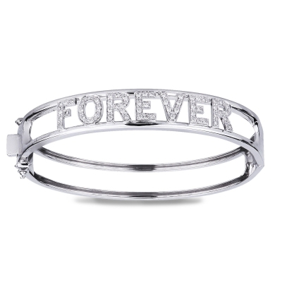 Bracelet with letters FOREVER in white gold and diamonds