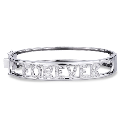 Bracelet with letters FOREVER in white gold and diamonds