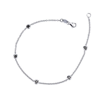 18k white gold man bracelet with 5 black diamonds