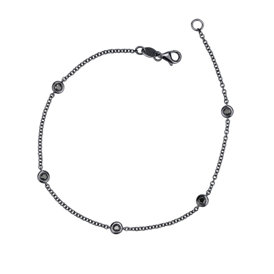 Burnished 18k white gold bracelet with black diamonds