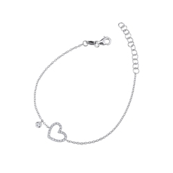 18k white gold bracelet with diamond heart
