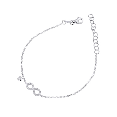 750 white gold bracelet with infinity charm in diamonds