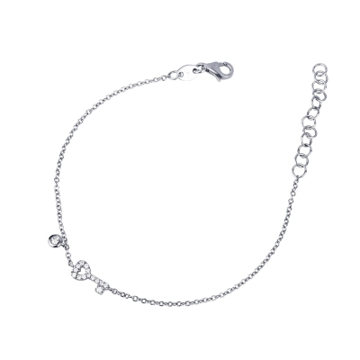 18k white gold bracelet with key charm in diamonds
