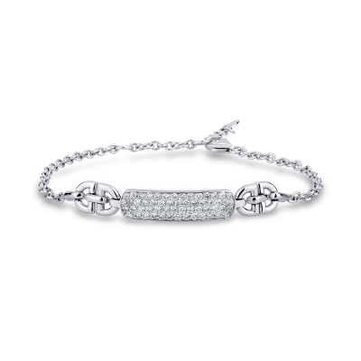 Fancy bracelet in 18k white gold with pavè of diamonds