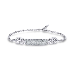 Fancy bracelet in 18k white gold with diamonds pavé