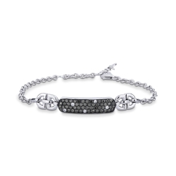Fancy bracelet in 18k white gold with white and black diamonds