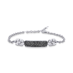 Fancy bracelet in 18k white gold with pavè black diamonds
