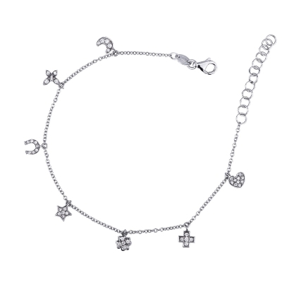 18k white gold bracelet with charms in diamonds
