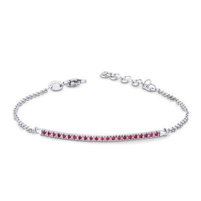 Bracelet in white gold 18k with rubies bar