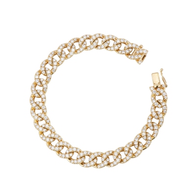 Groumette bracelet in 18k yellow gold with diamonds