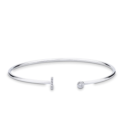 Diamond I initials bangle white gold 750