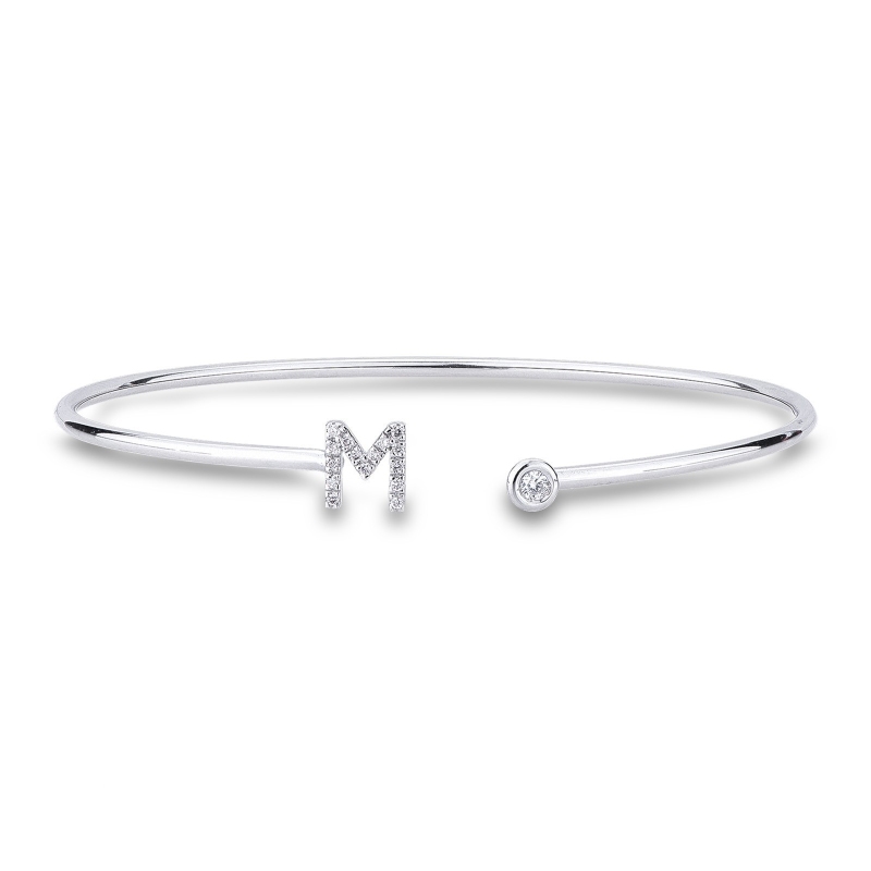 18k white gold rigid bracelet with letter M 18k white gold rigid bracelet with letter M