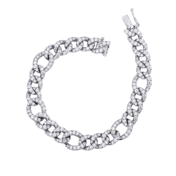 18k white gold groumette bracelet with diamonds, cm 17.5