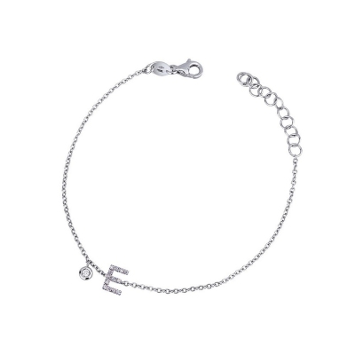 Bracelet with a initial E in white gold and diamonds