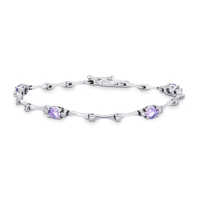 750 white gold amethyst and diamonds bracelet