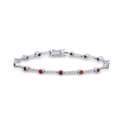 18k white gold segment bracelet with rubies and diamonds