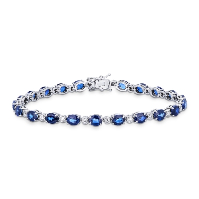 750 white gold bracelet with blue sapphires and diamonds