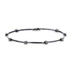 18k burnished gold bracelet with black diamonds