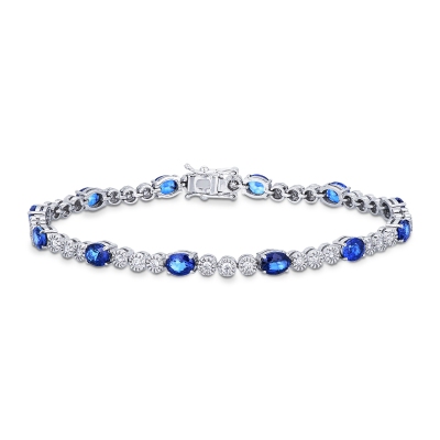 18k white gold alternate bracelet with 12 blue sapphires and 36 diamonds