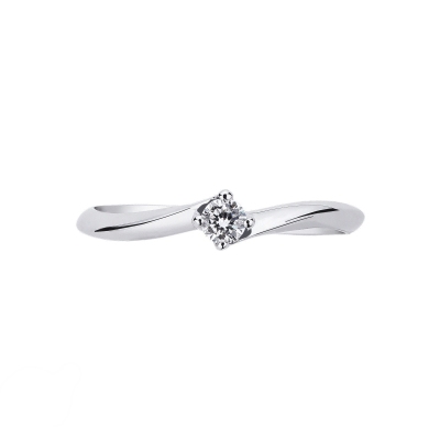 4 claw Solitaire diamond Ring 18k White Gold, Valentino model