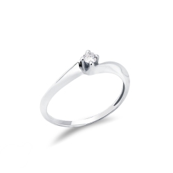 4 claw Solitaire diamond Ring 18k White Gold, Valentino model