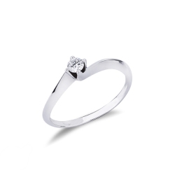 4 claw solitaire rhombus diamond ring 0,15 ct Valentino Model