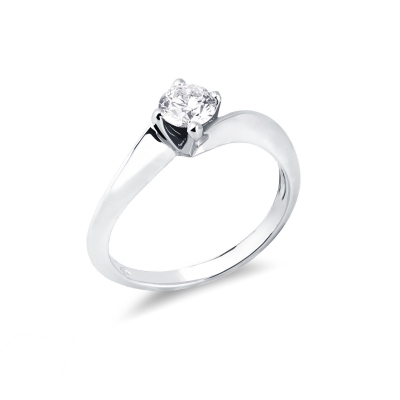 Solitaire ring in white gold 18k with diamond 0,50 ct
