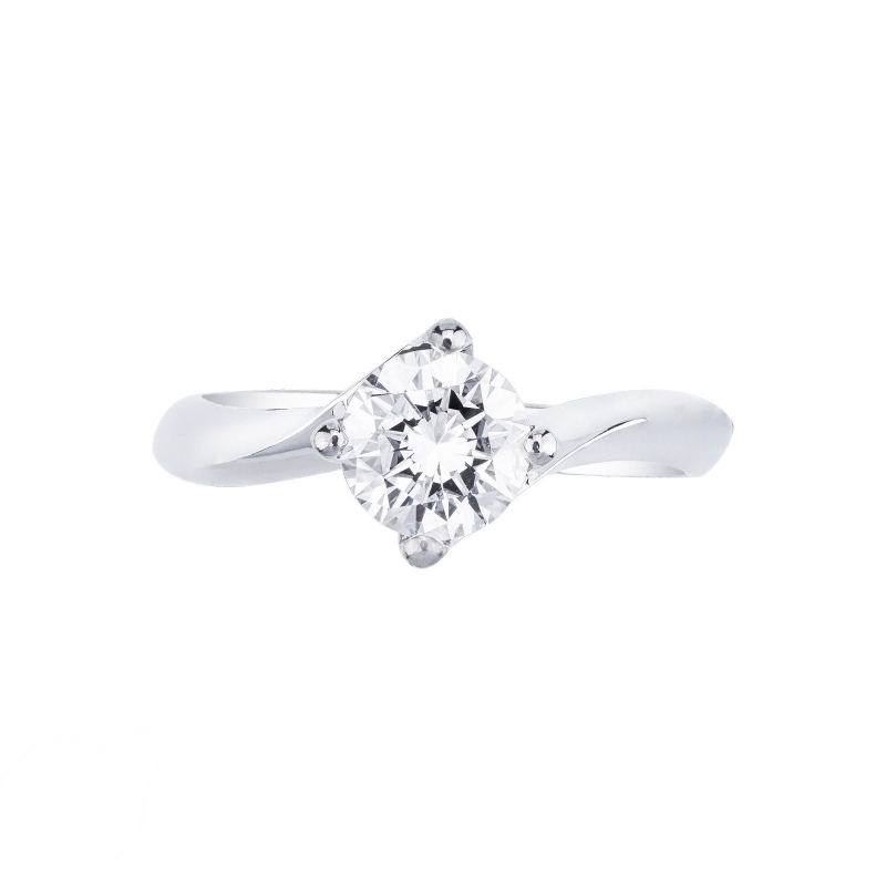 White gold 18k solitaire diamond ring Valentino model, 1.00 ct White gold 18k solitaire diamond ring Valentino model, 1.00 ct