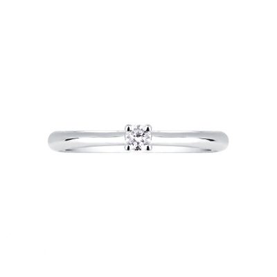 White gold 18k solitaire knot with a 0,10 ct diamond 