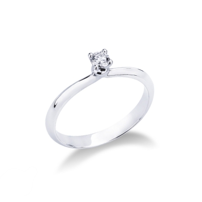 4 claw knot solitaire 0,25 ct diamond ring white gold 18k