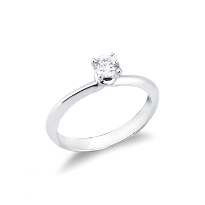 4 claw solitaire 0,30 ct diamond ring white gold 18k