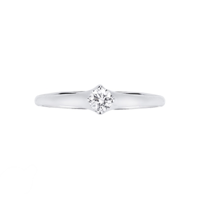 White gold 18k solitaire rhombus diamond ring 0,15 ct