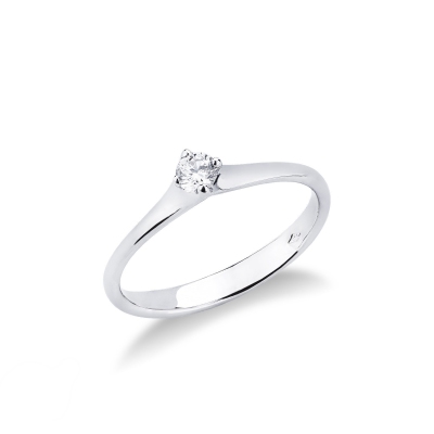White gold 18k solitaire rhombus diamond ring 0,15 ct