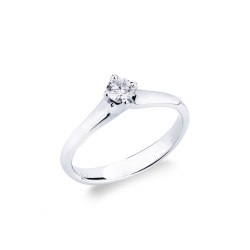4 claw solitaire diamond ring white gold 18k 0,25 ct