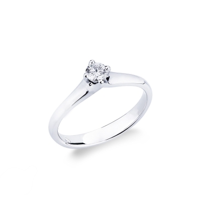 4 claw solitaire diamond ring white gold 18k 0,25 ct 