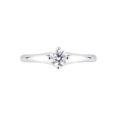 White gold 18k 4 claw solitaire diamond ring 0,40 ct