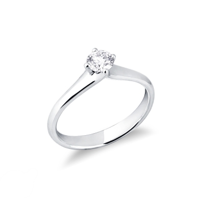 White gold 18k 4 claw solitaire diamond ring 0,40 ct