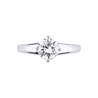 Solitaire ring white gold 18k with a 0,90 ct diamond 