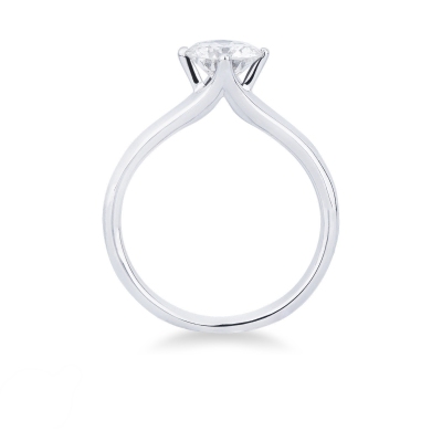 1 Carat Solitaire Diamond Ring in 18kt White Gold with Rhombus Griffe Setting