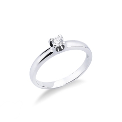 4 claw solitaire ring white gold 18k with a 0,25 ct diamond