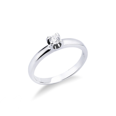 4 claw solitaire ring white gold 18k with a 0,25 ct diamond 
