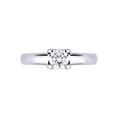 4 claw solitaire diamond ring 0,50 ct white gold 18k