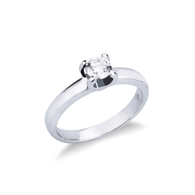 4 claw solitaire diamond ring 0,50 ct white gold 18k