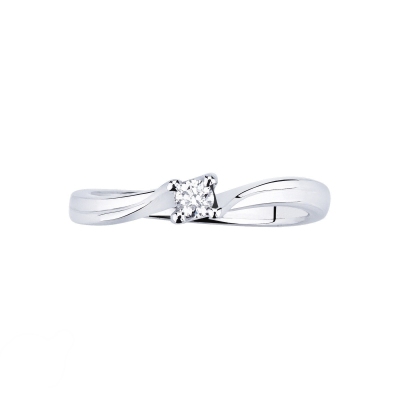 Solitaire ring white gold 18k with a 0,10 ct diamond 